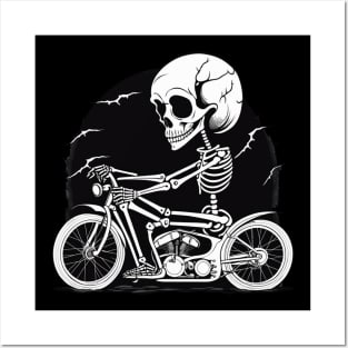 Skeleton motorbike rider halloween design Posters and Art